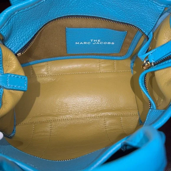 SOLD🔥🔥🔥Marc Jacobs Blue The Leather Small Tote Satchel Crossbody Bag - Picture 12 of 15
